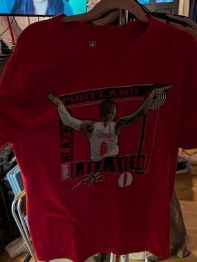 NBA Red Crewneck Tee with Logo Tag